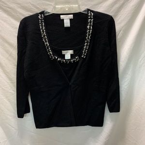 Garfield & Marks Embellished Wool Tank And Cardigan Set